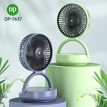پنکه شارژی رومیزی Duration Power مدل DP-7637 | باتری 8000 میلیآمپری | دارای چراغ LED و هولدر گوش