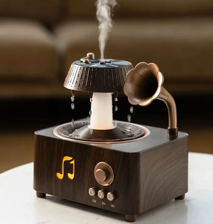 دستگاه بخور سرد گرامافون باران‌ساز V98 | چراغ خواب و اسپیکر